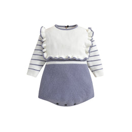 Infant Girls White Self Design Cotton Bodysuit