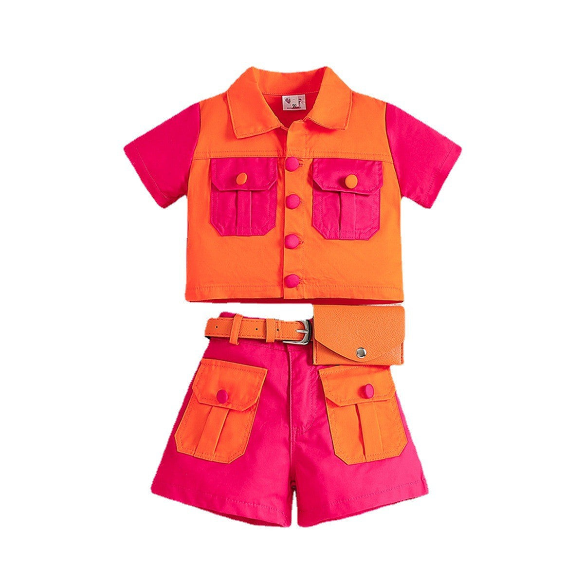 Girls Colourblocked Shirt with Shorts