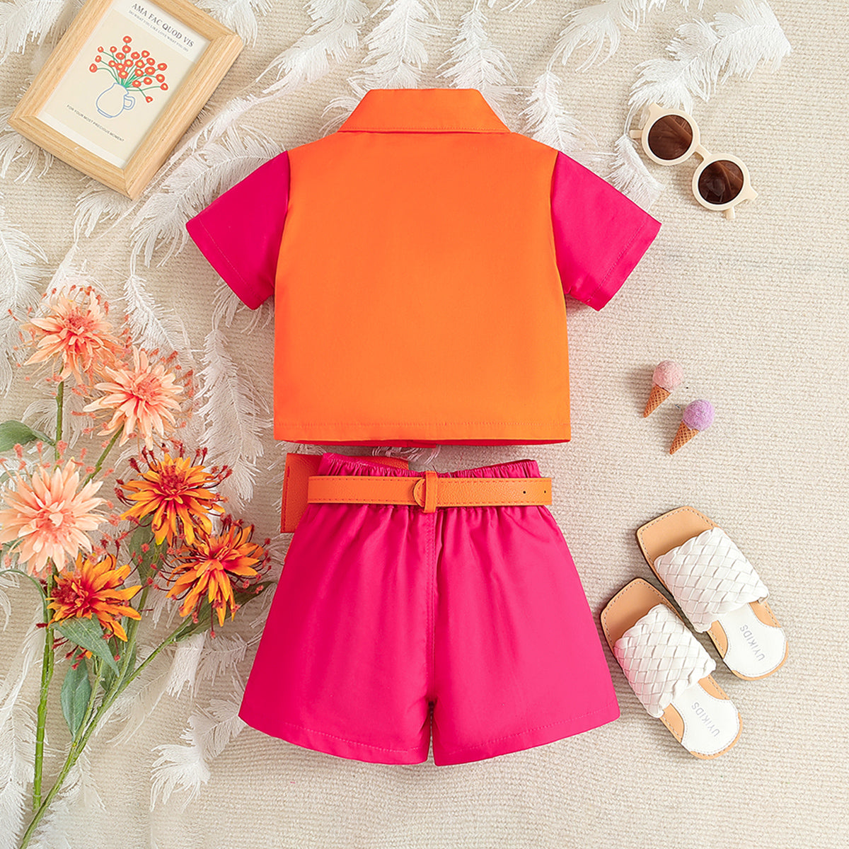 Girls Colourblocked Shirt with Shorts