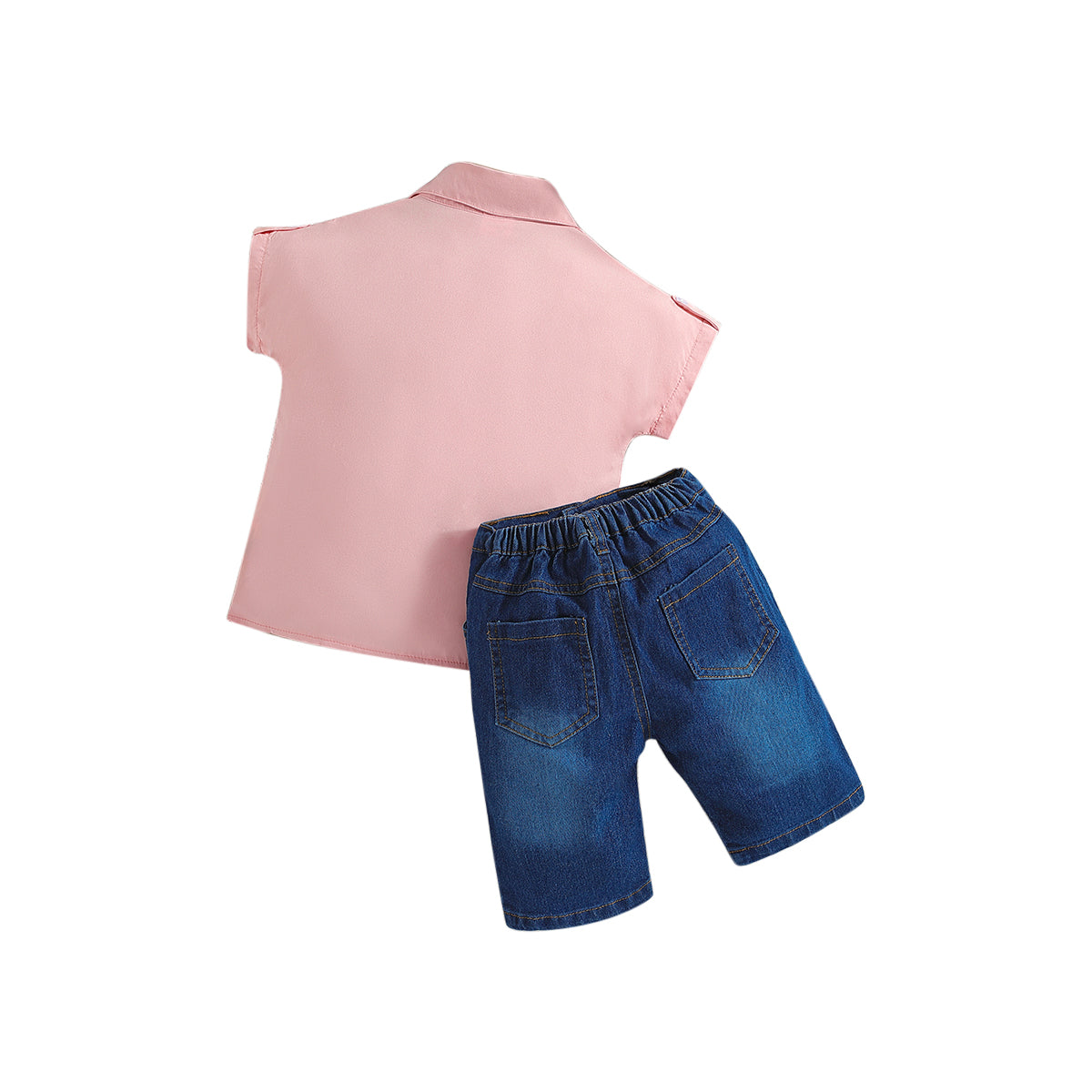 Boys Pink Waist Tie Up Shirt with Shorts
