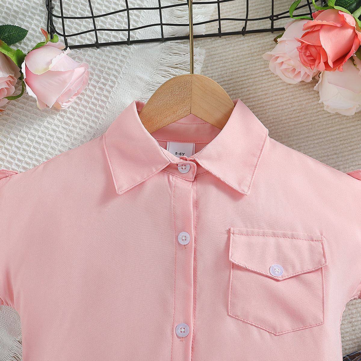 Boys Pink Waist Tie Up Shirt with Shorts