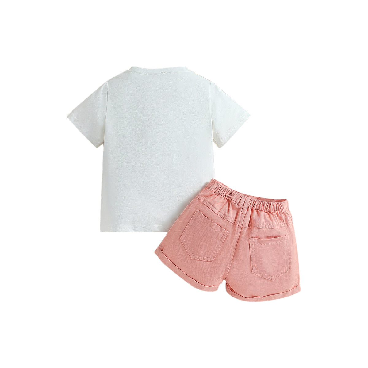 Girls White Embroidered T-shirt With Shorts