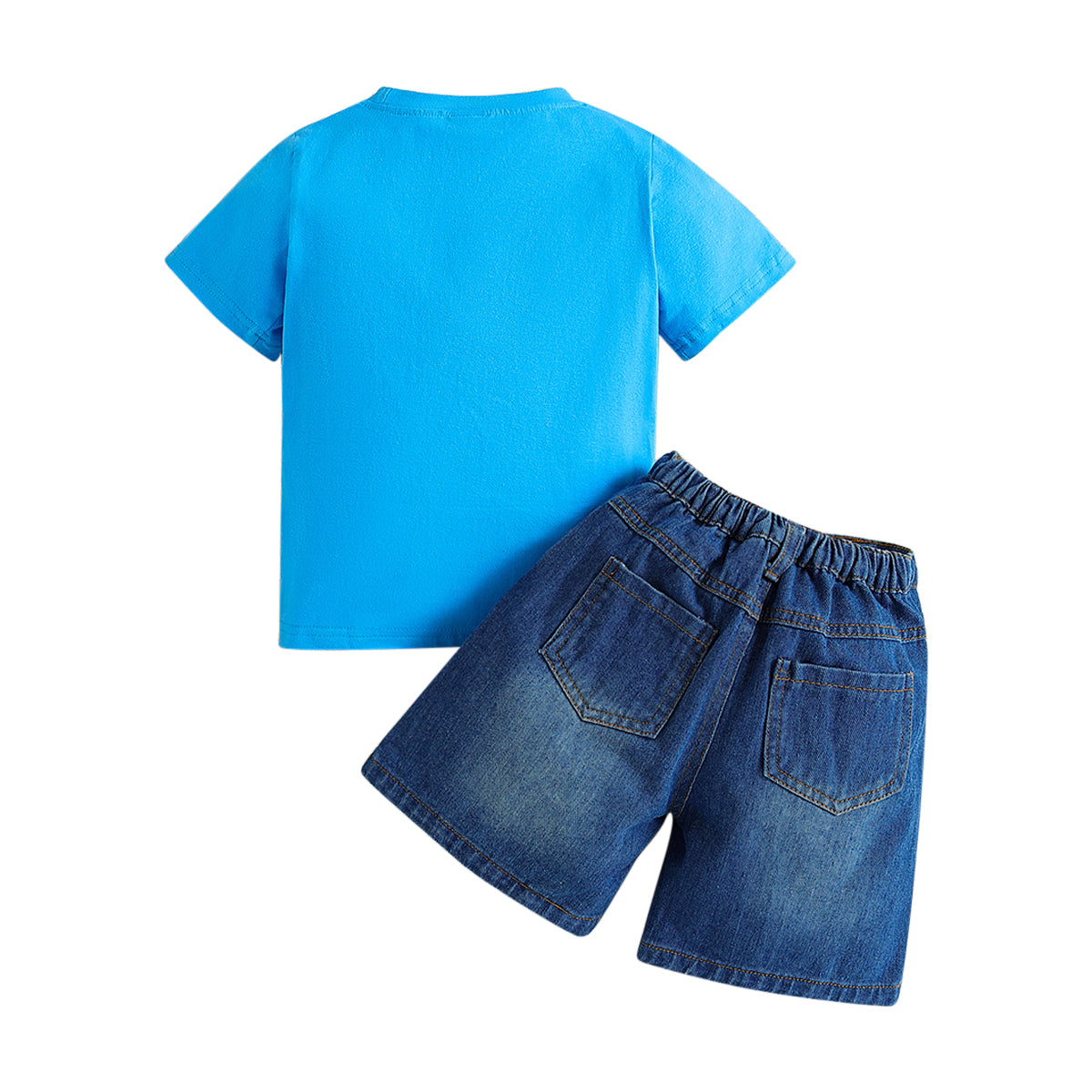 Boys Blue Printed T-shirt with Shorts