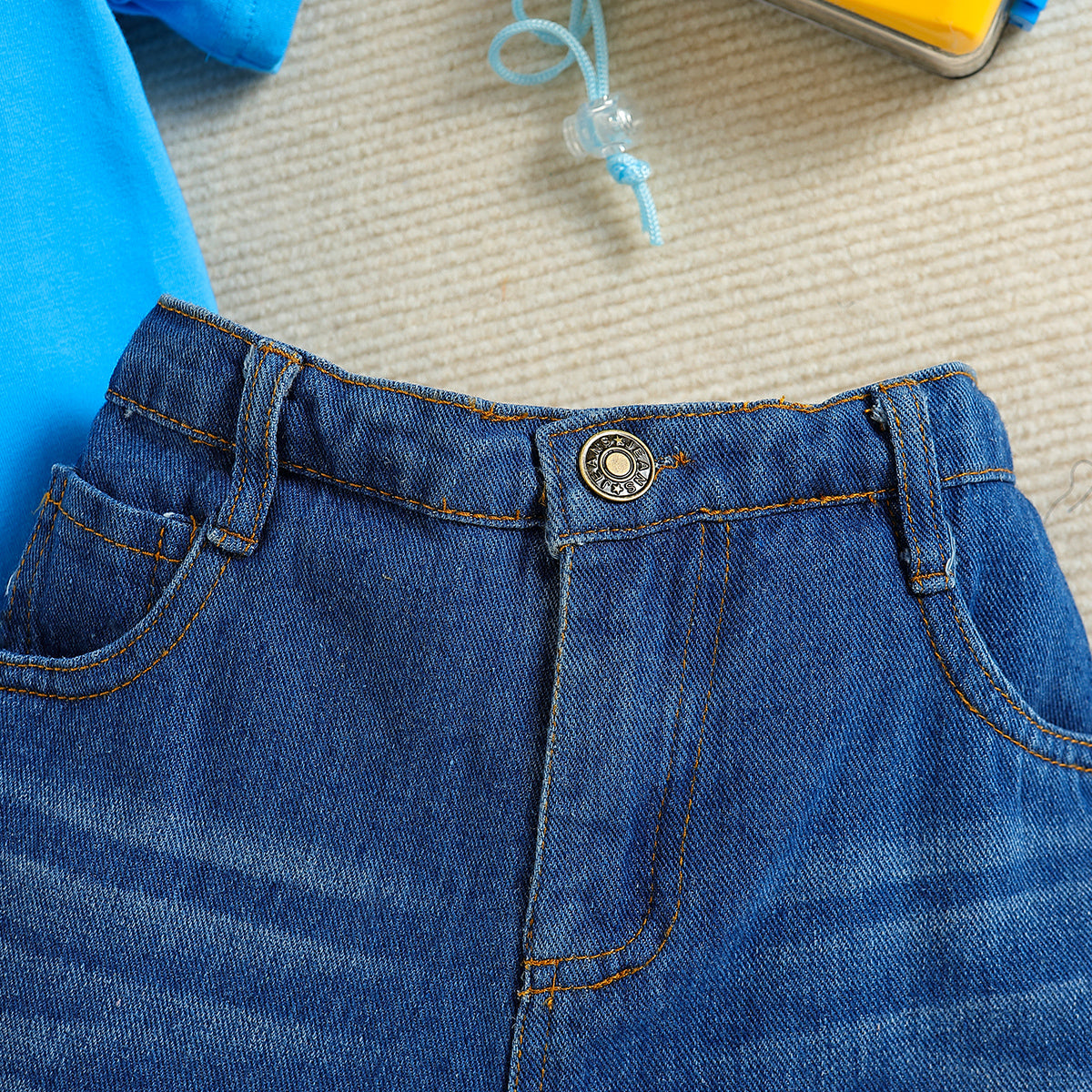 Boys Blue Printed T-shirt with Shorts