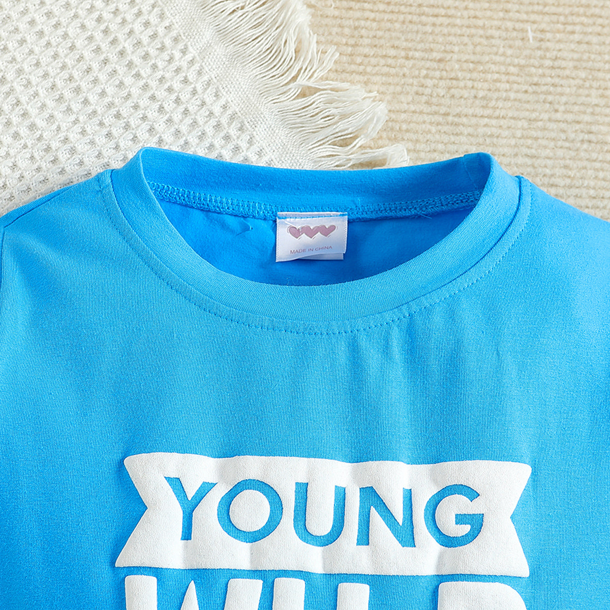 Boys Blue Printed T-shirt with Shorts
