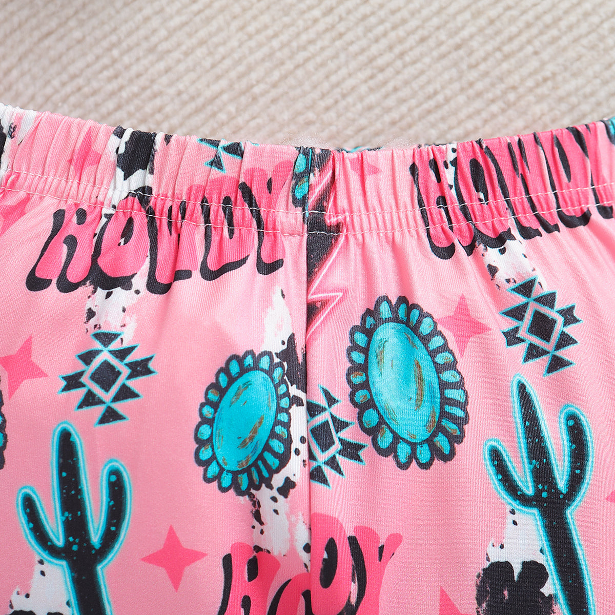 Girls Pink & Black Typography Printed Top With Tulip Hem Palazzo
