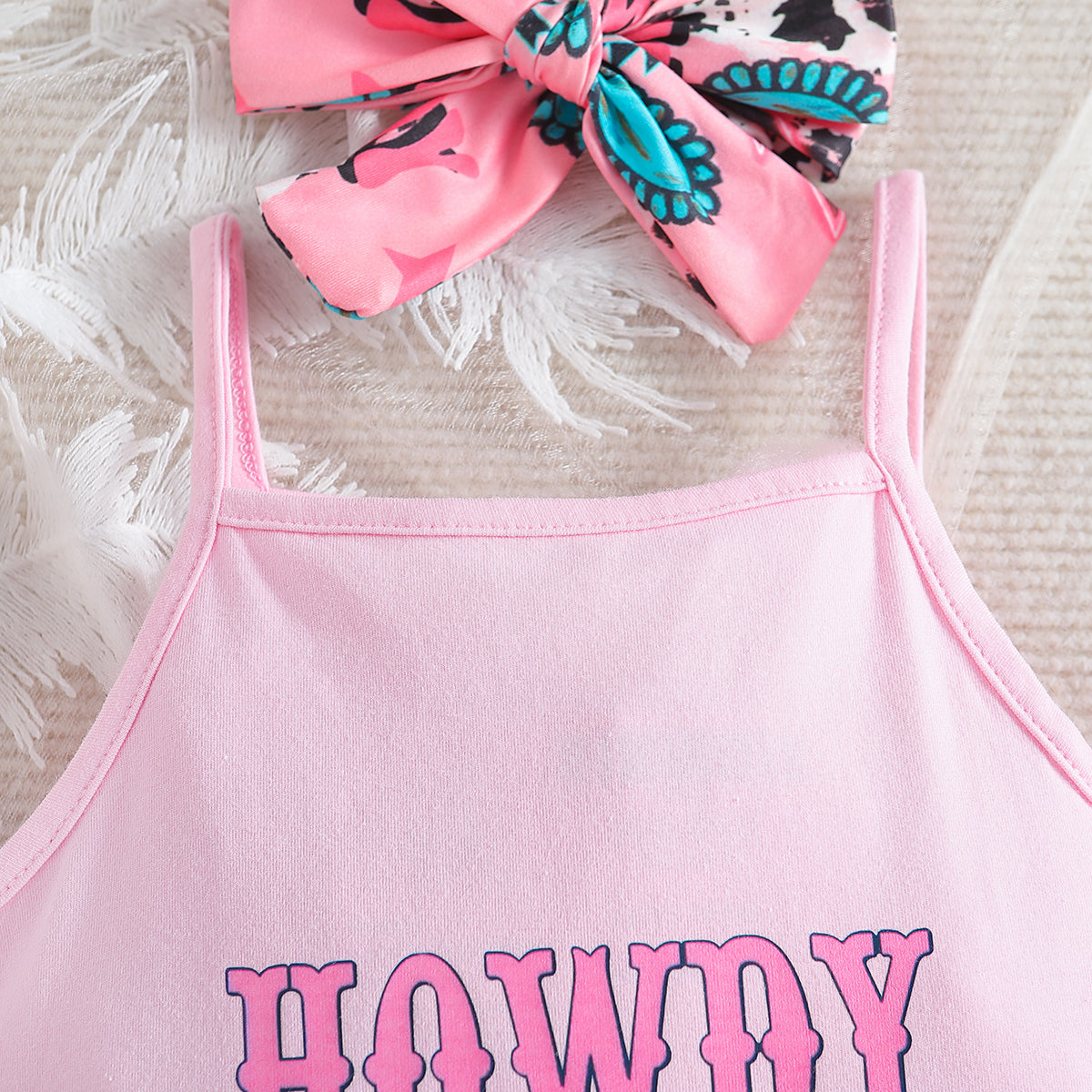Girls Pink & Black Typography Printed Top With Tulip Hem Palazzo