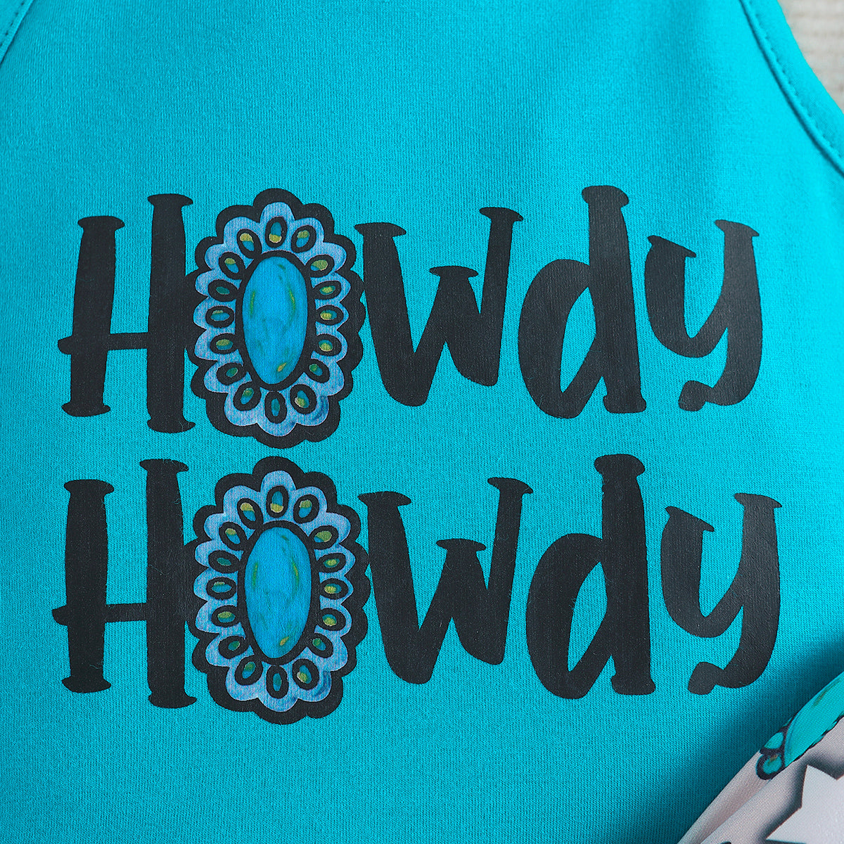 Girls Blue Printed Top & Palazzos With Hairband