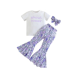 Girls White Printed T-shirt With Palazzos