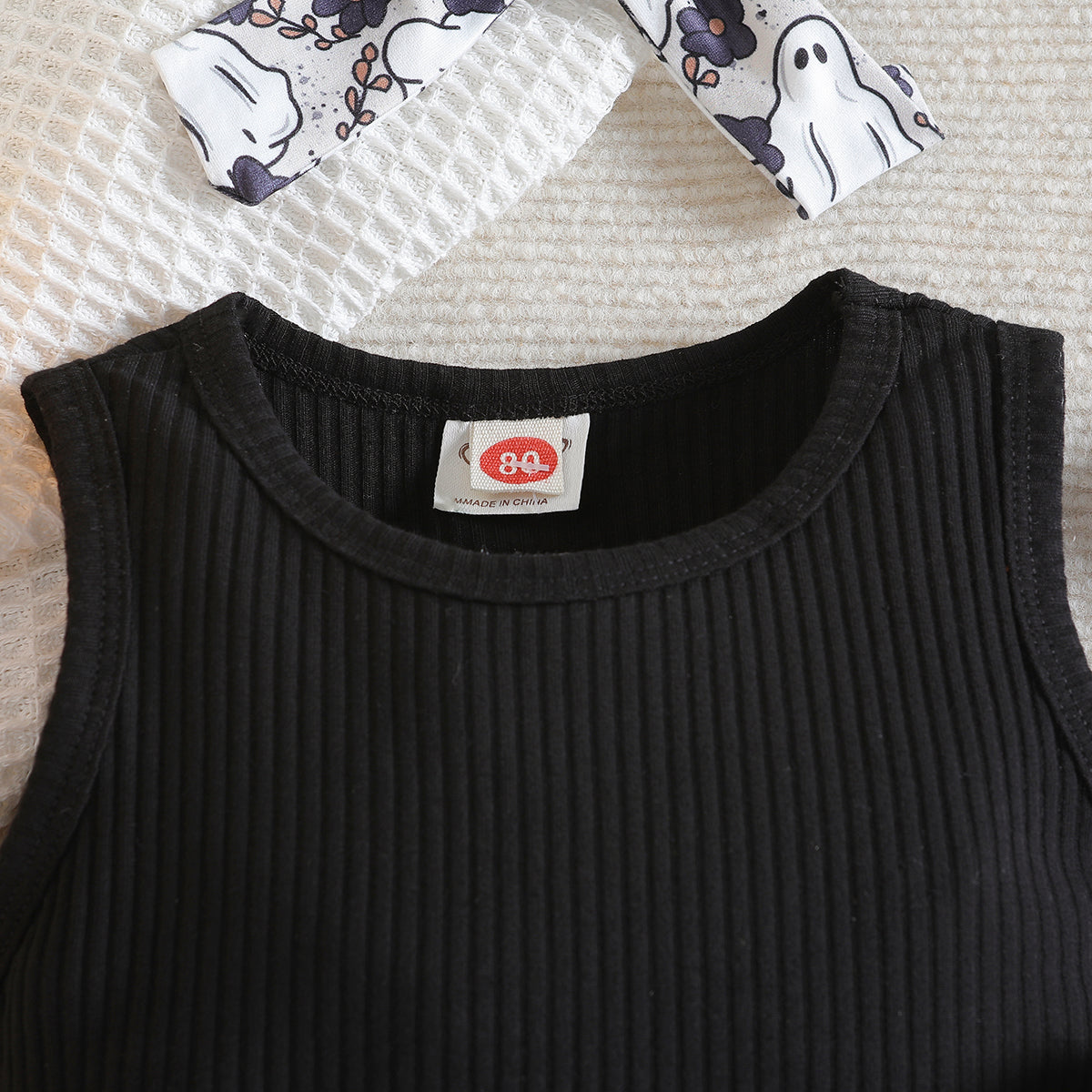 Girls Black Printed Top with Palazzos