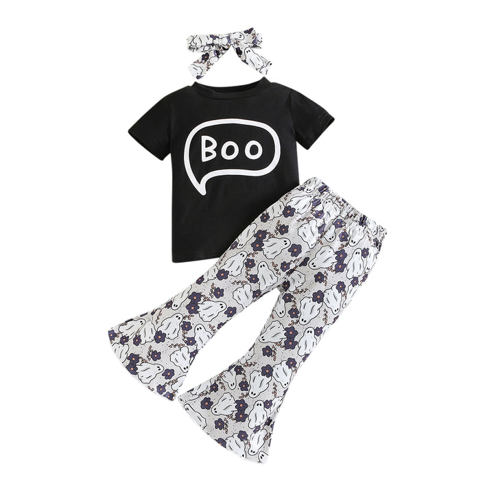 Girls Black Printed T-shirt With Palazzos