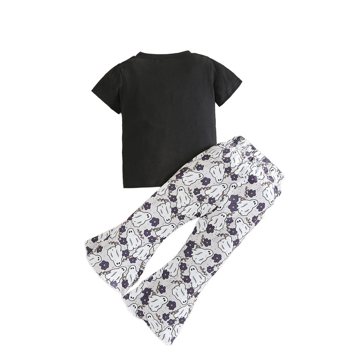 Girls Black Printed T-shirt With Palazzos