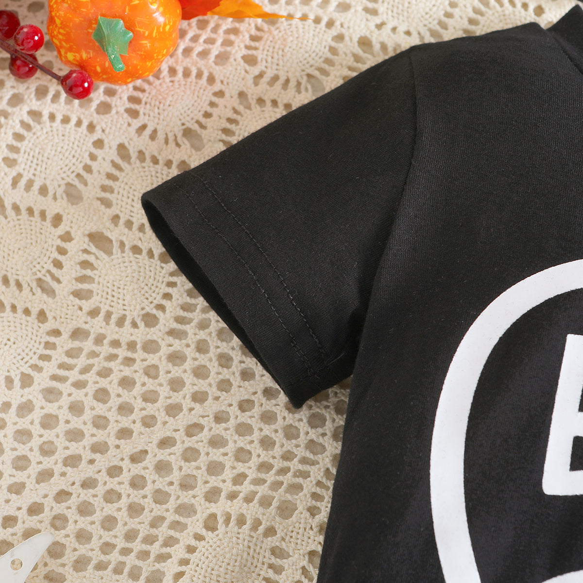 Girls Black Printed T-shirt With Palazzos