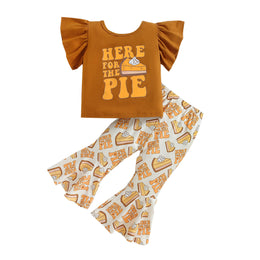 Girls Brown & White Printed Top With Palazzos