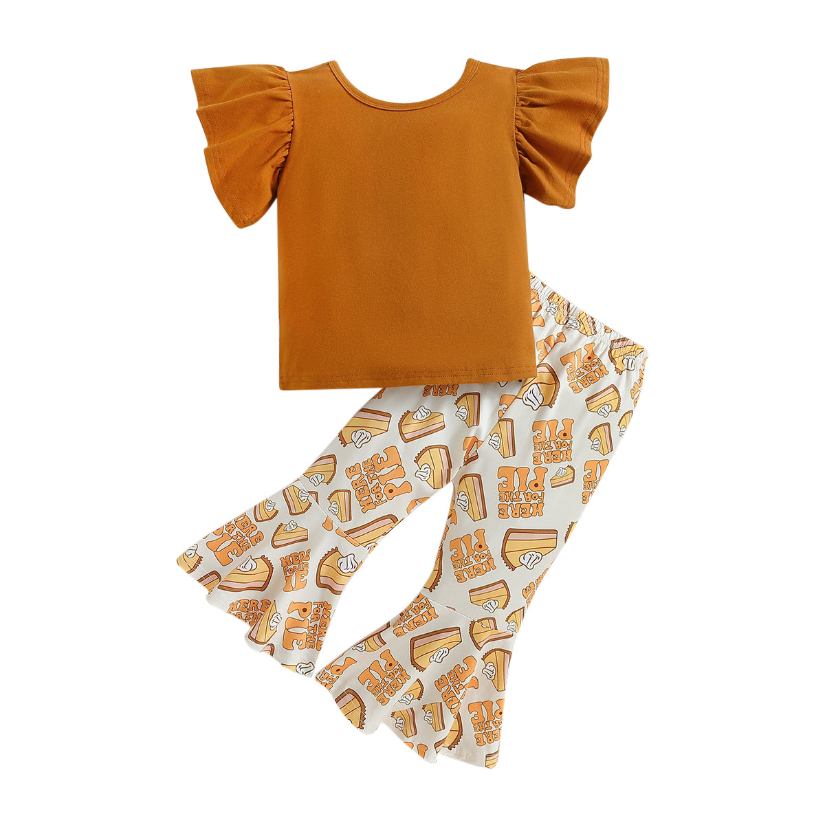 Girls Brown & White Printed Top With Palazzos