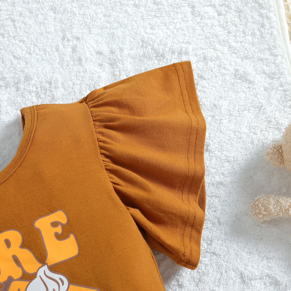 Girls Brown & White Printed Top With Palazzos