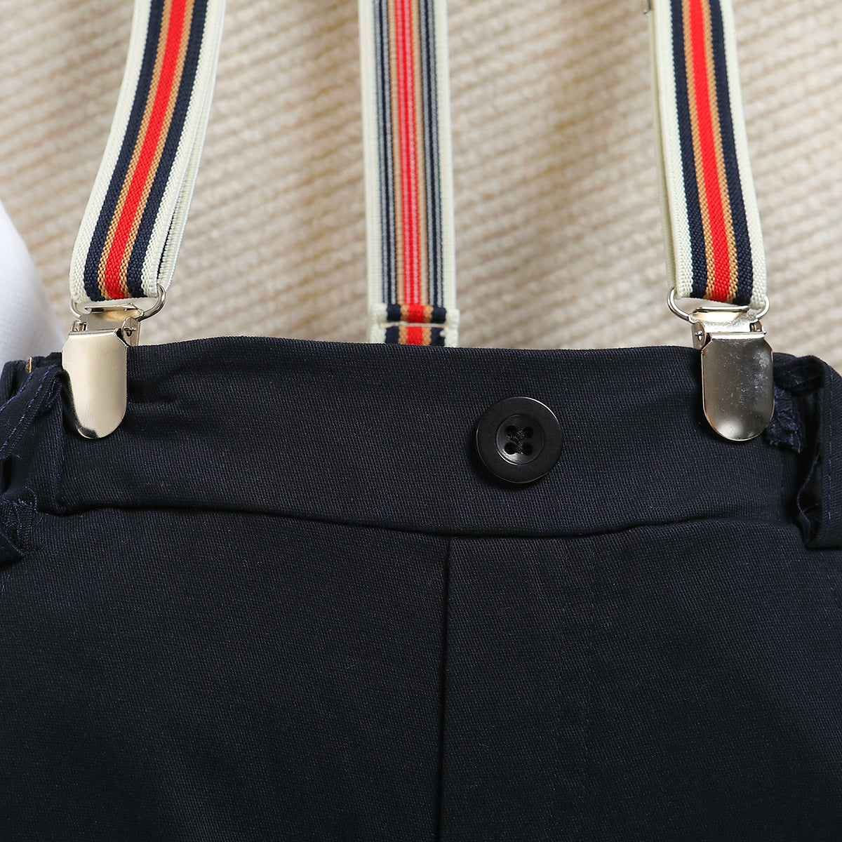 Boys White Shirt with Shorts And Suspenders
