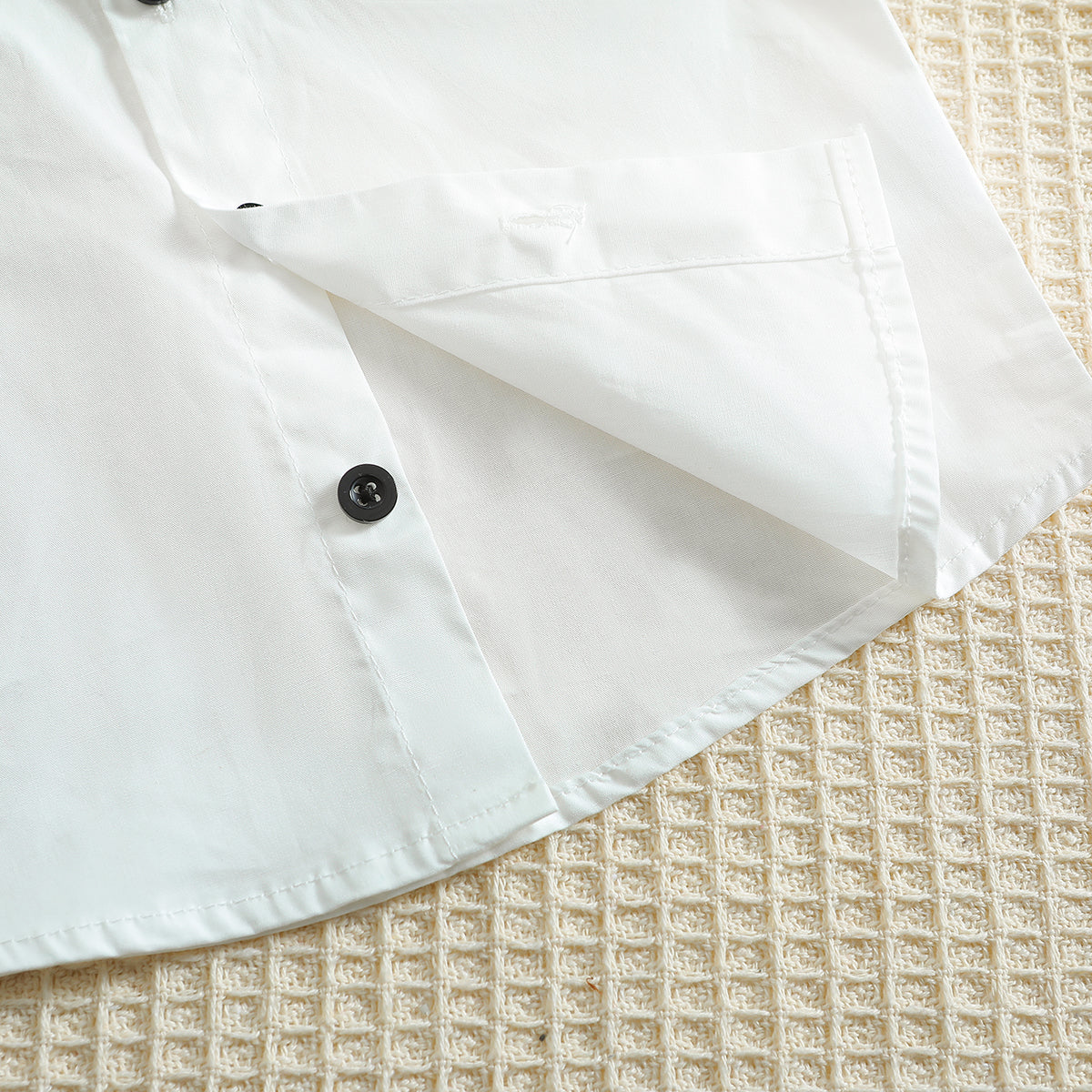 Boys White & Sea Green Shirt & Shorts With Suspenders