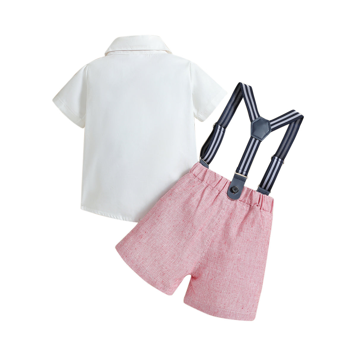 Boys White Shirt with Shorts & Suspenders