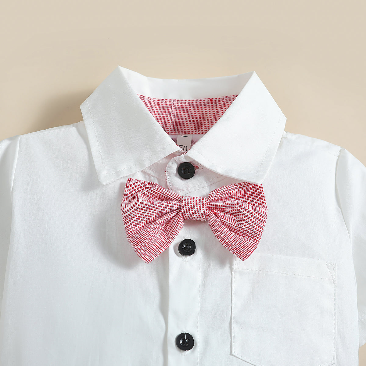 Boys White Shirt with Shorts & Suspenders