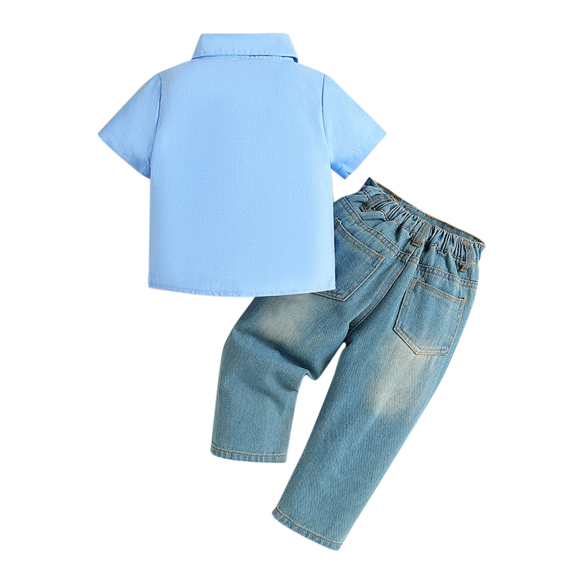 Boys Blue Shirt Collar Shirt with Jeans