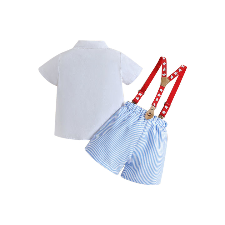 Boys Blue Shirt Collar Clothing Set