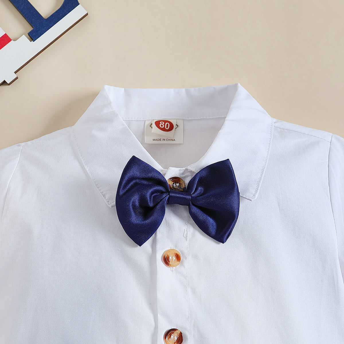 Boys Blue Shirt Collar Clothing Set