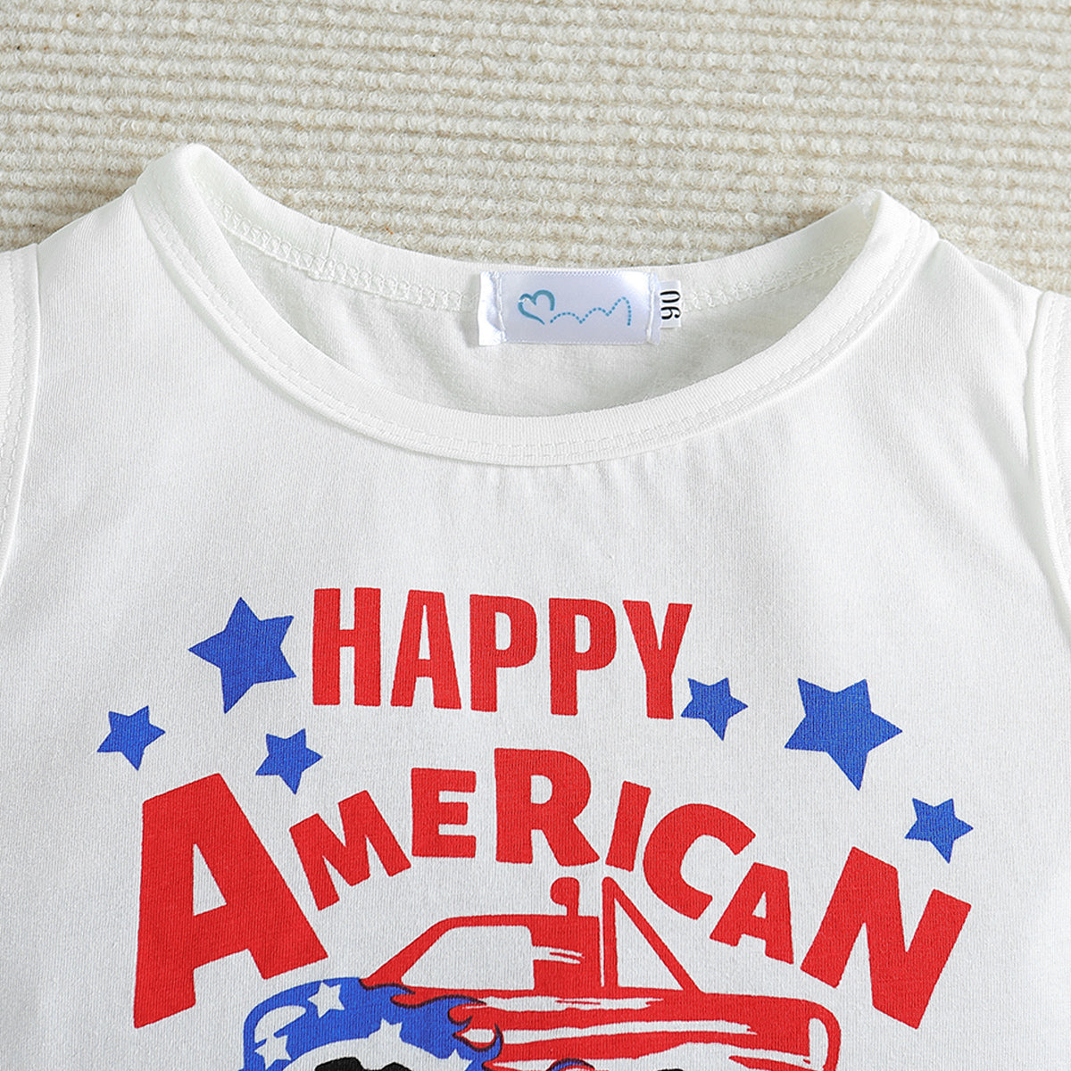 Boys White Typography Printed Top with Shorts