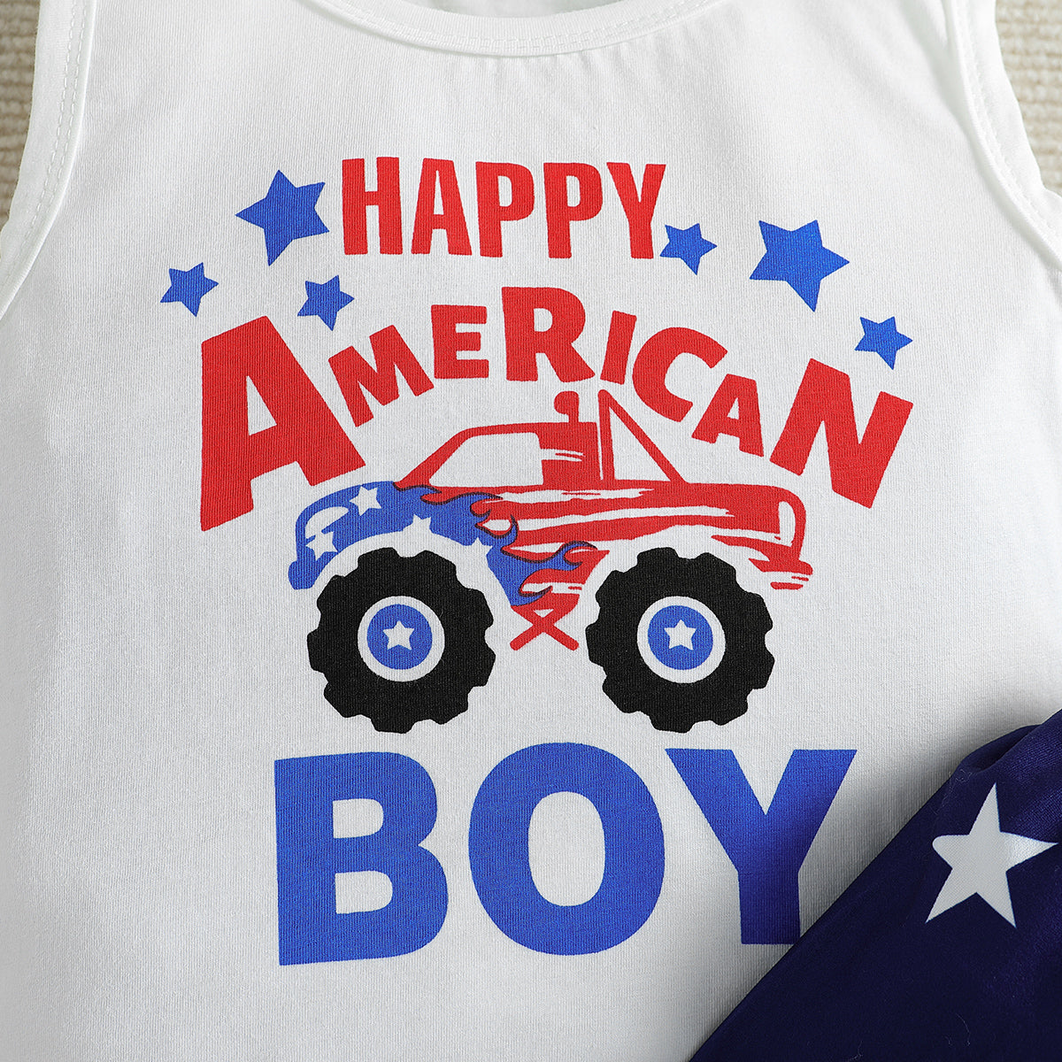 Boys White Typography Printed Top with Shorts