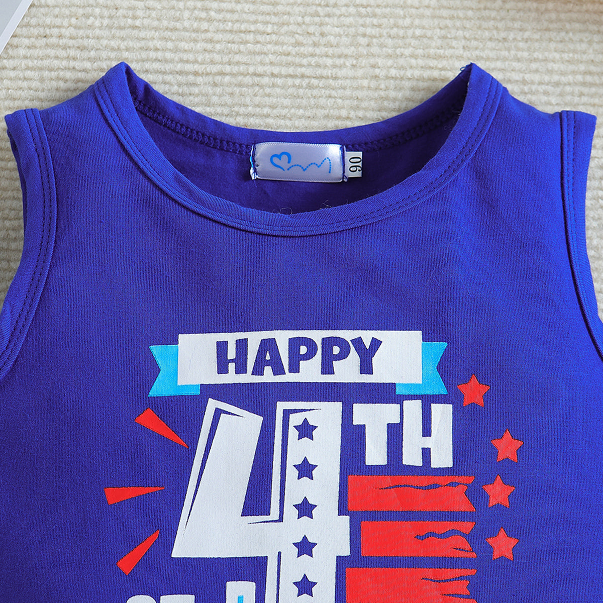 Boys Blue Printed Top with Shorts