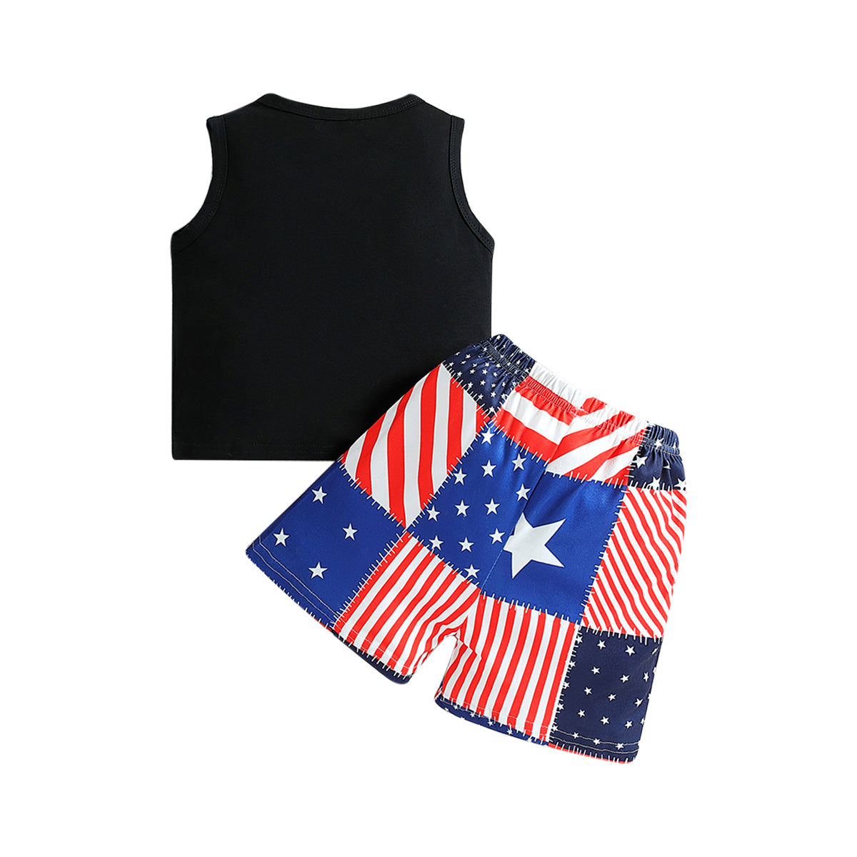 Boys Black Printed Top with Shorts