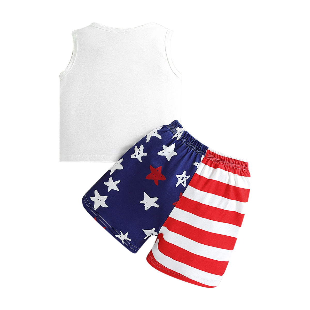 Boys White Printed Top with Shorts