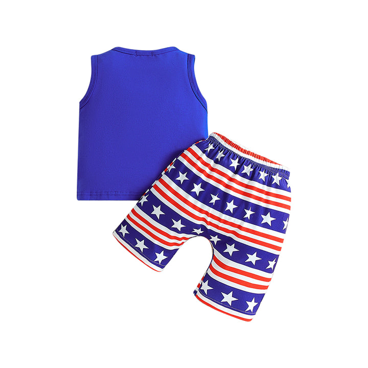 Boys Blue Printed Top with Shorts