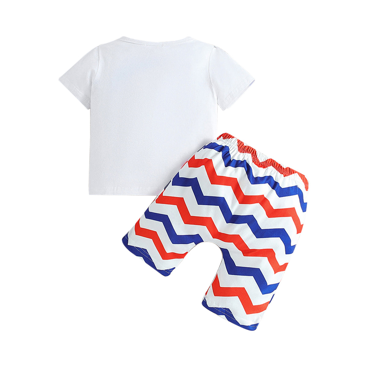 Boys White Printed T-shirt with Shorts