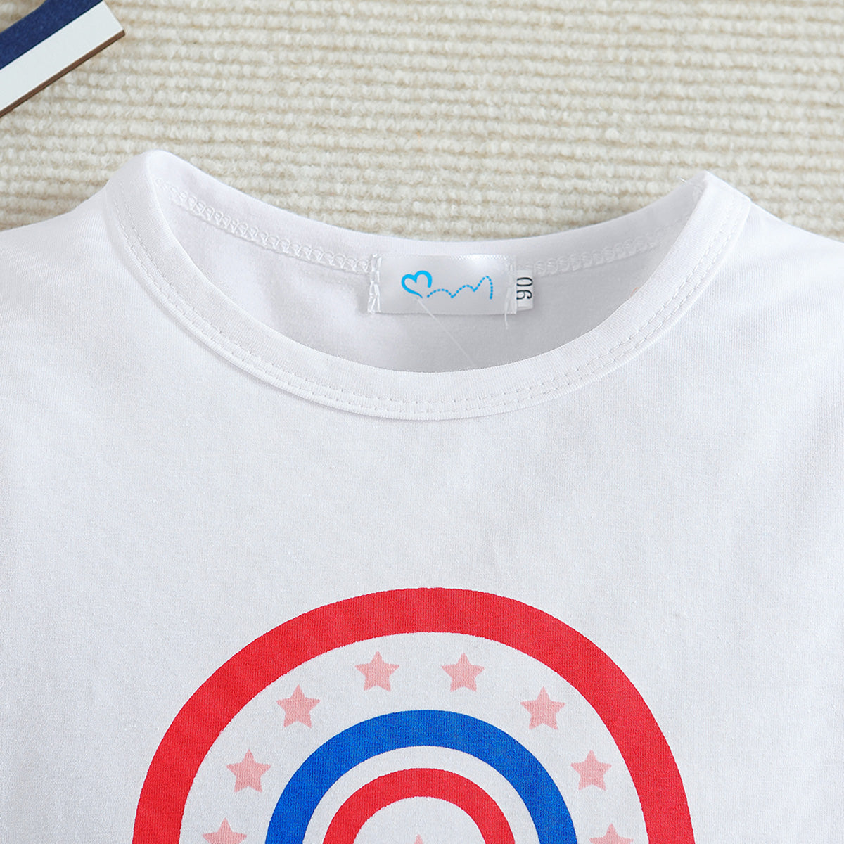 Boys White Printed T-shirt with Shorts