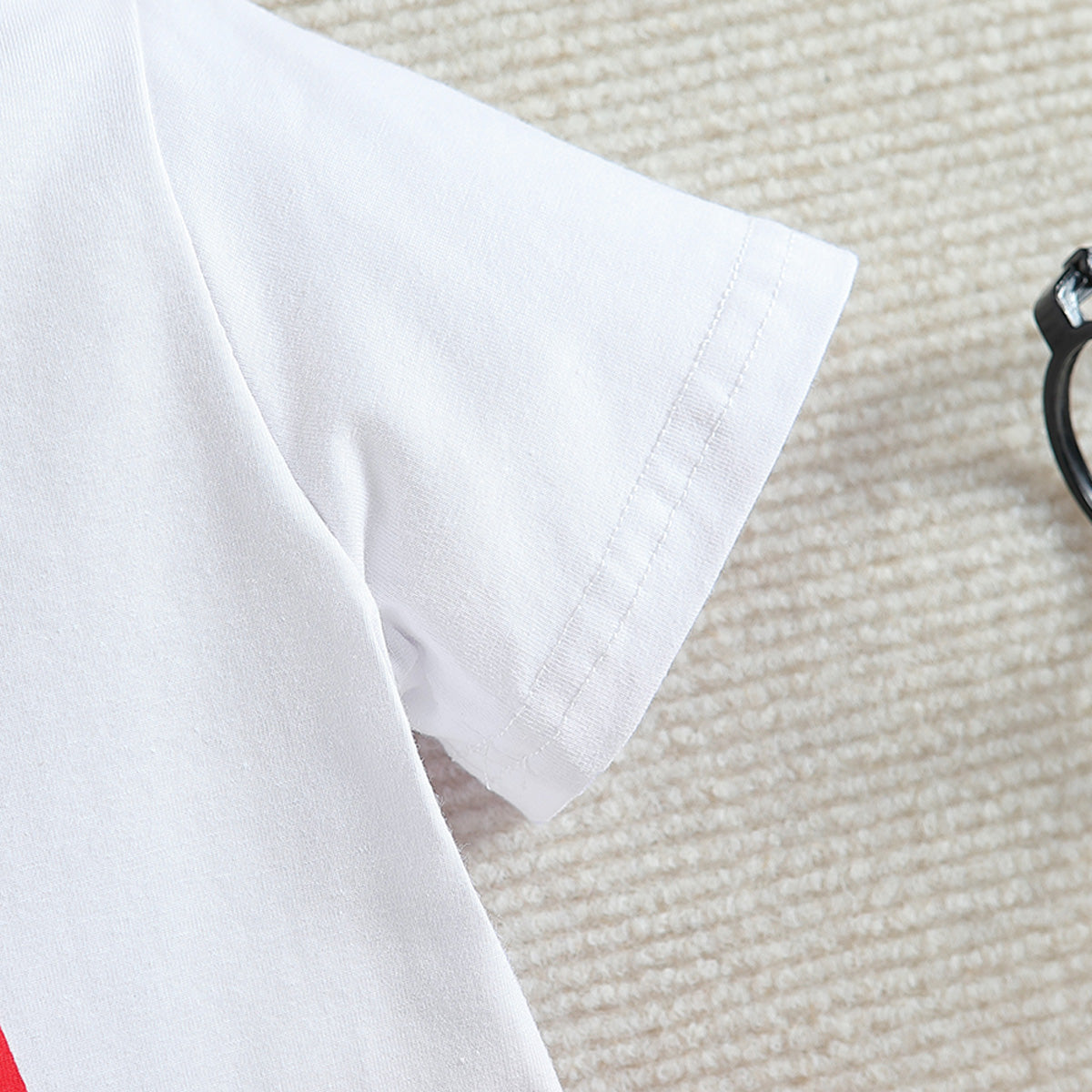 Boys White Printed T-shirt with Shorts