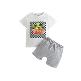 Boys Grey Printed T-shirt with Shorts