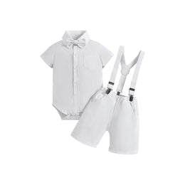 Boys White Bodysuit With Shorts