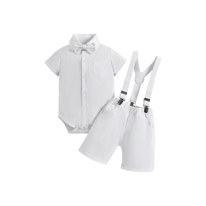 Boys White Bodysuit With Shorts