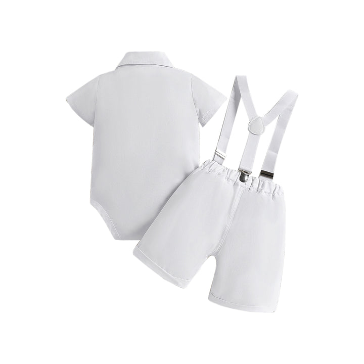 Boys White Bodysuit With Shorts