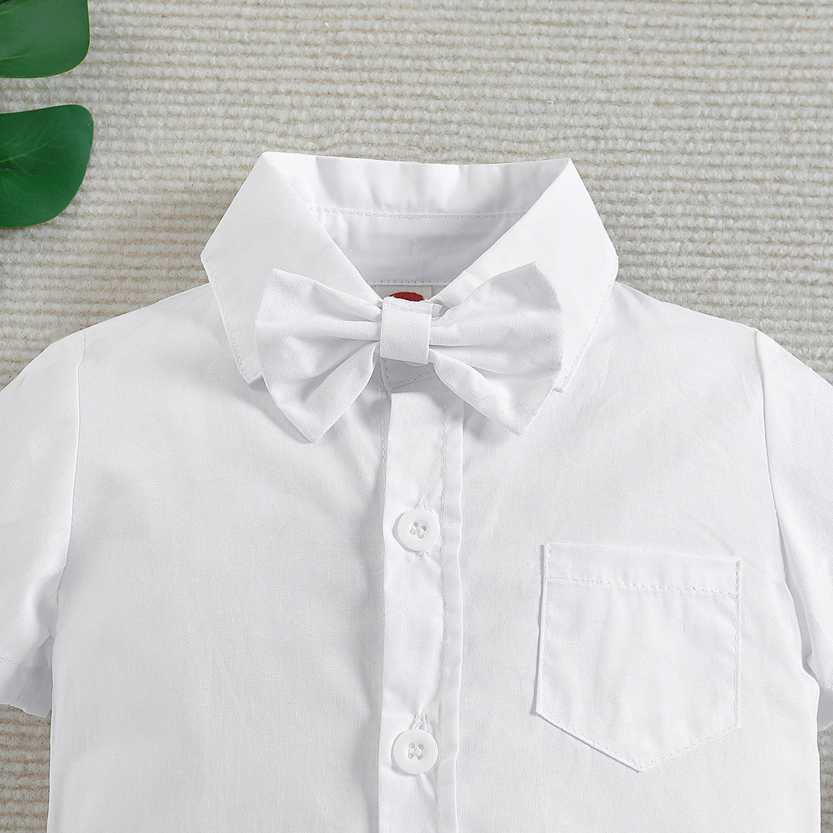 Boys White Bodysuit With Shorts