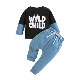 Boys Blue & Black T-shirt With Joggers
