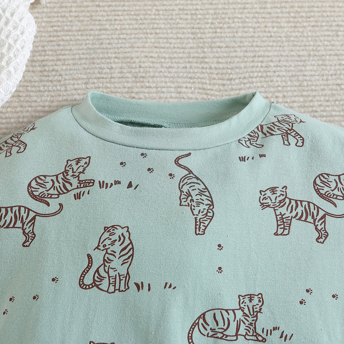 Boys Green Printed T-shirt With Trousers