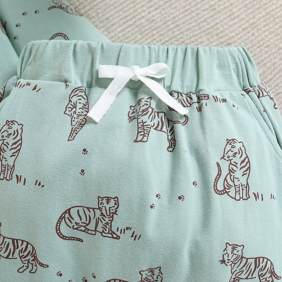 Boys Green Printed T-shirt With Trousers