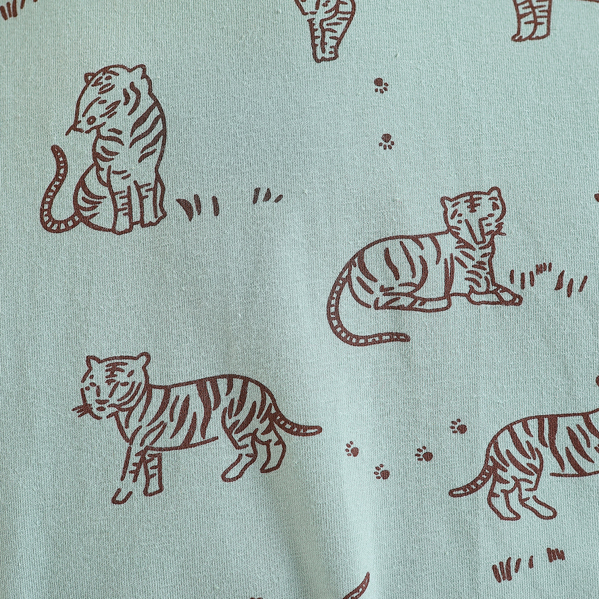 Boys Green Printed T-shirt With Trousers