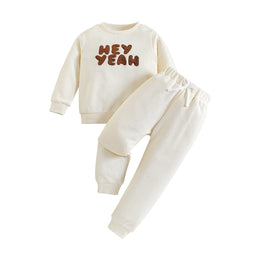 Boys White Self Design T-shirt with Trousers