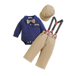Boys Navy Blue Printed Shirt with Trousers