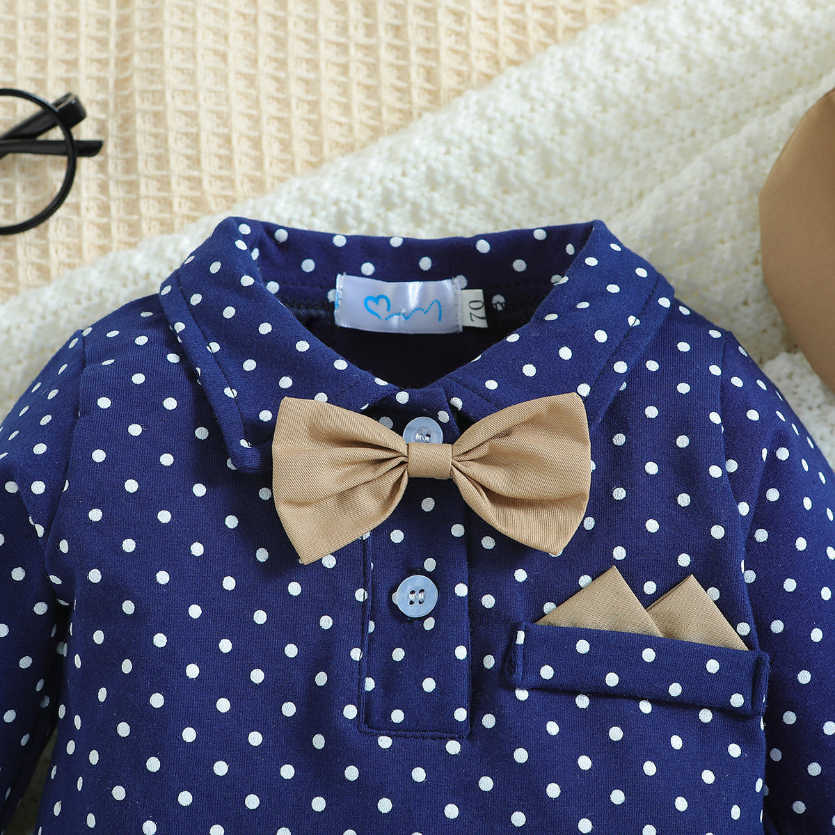 Boys Navy Blue Printed Shirt with Trousers