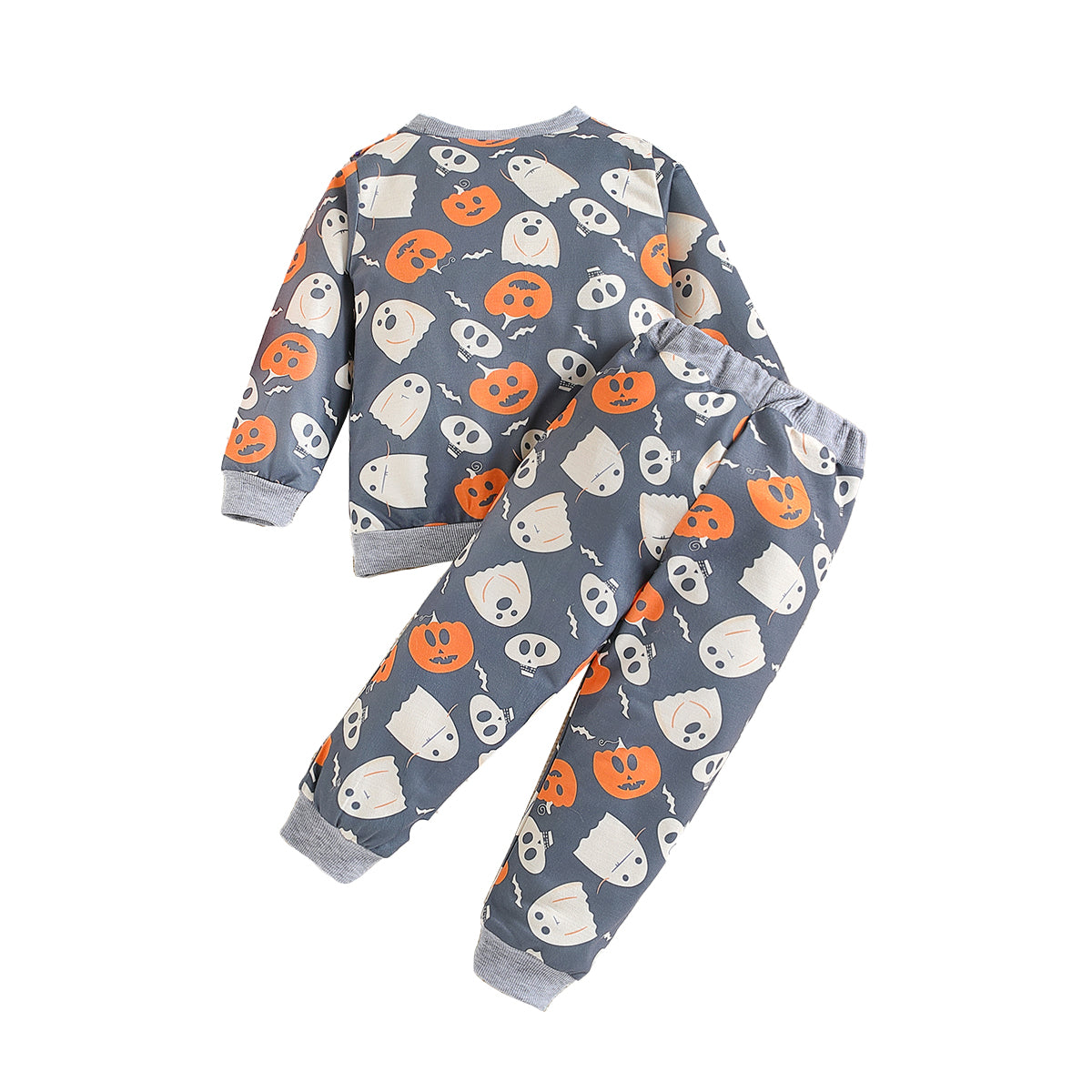 Girls Grey & Orange Printed T-shirt with Trousers