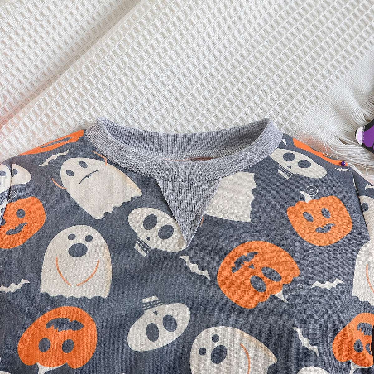 Girls Grey & Orange Printed T-shirt with Trousers